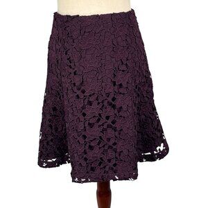 LOFT Factory A-Line Lace Skirt in Eggplant Size 6